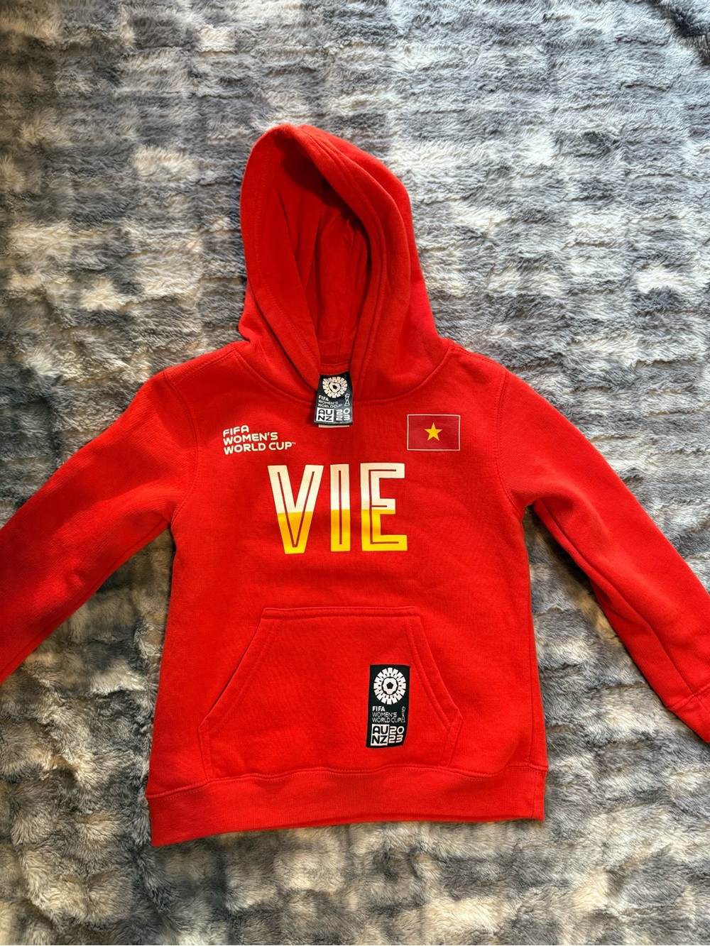 VIE Red Hooded Kids Sweatshirt with Vietnam Flag